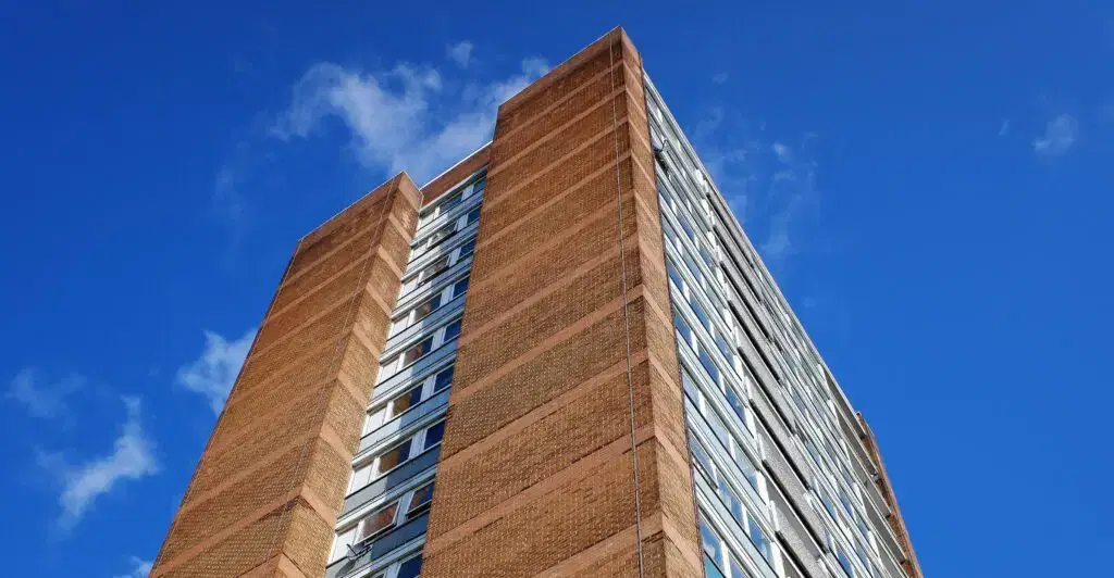block of flats in the UK on a sunny day