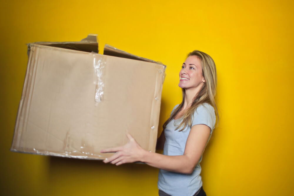 Photo showing a first time buyer packing