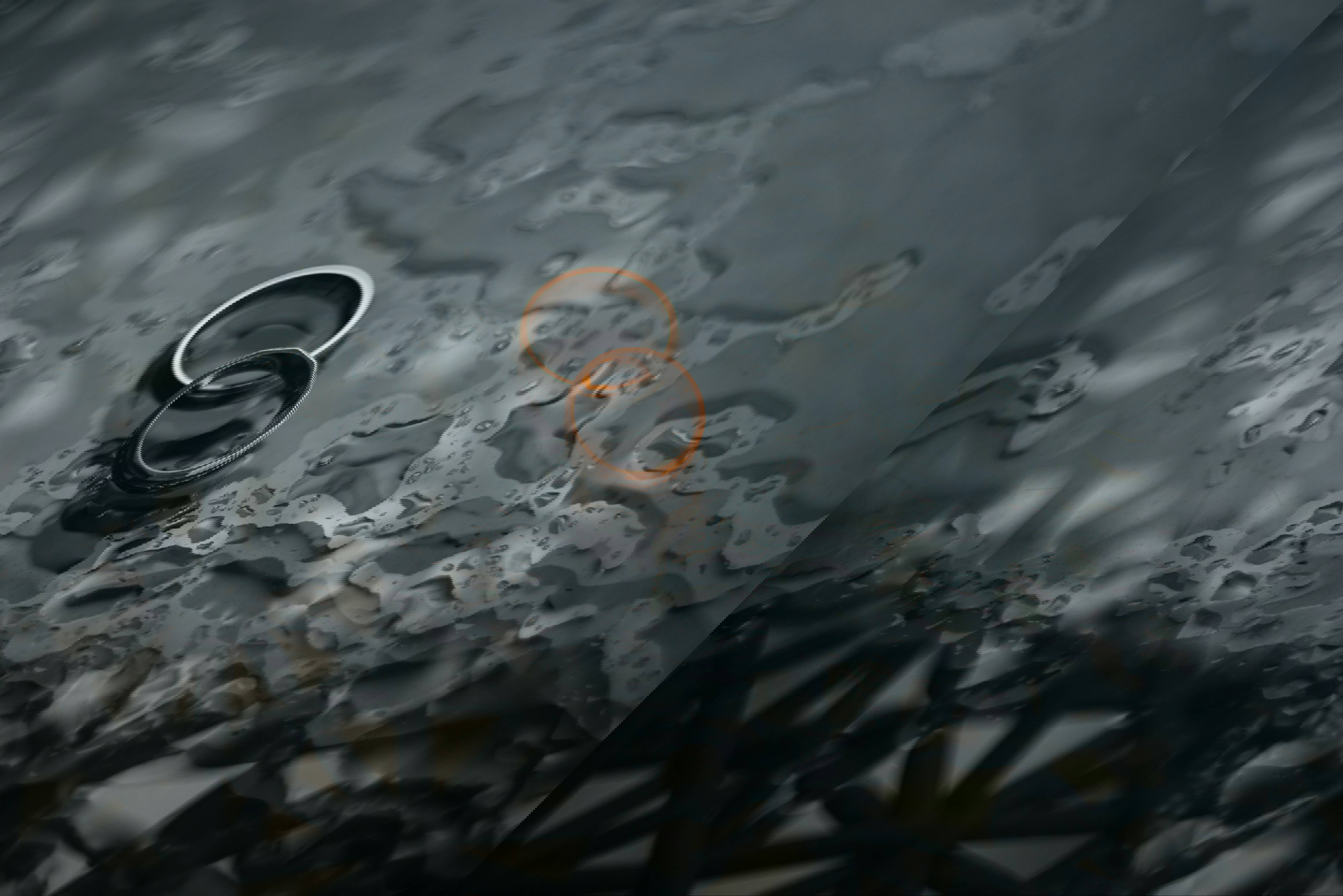 Two gold wedding rings looped together